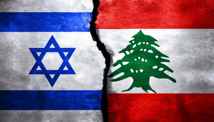 Flags of Israel and Lebanon