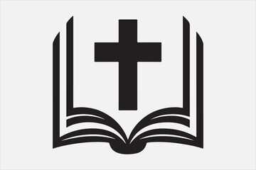 Silhouette of a holy Bible and cross