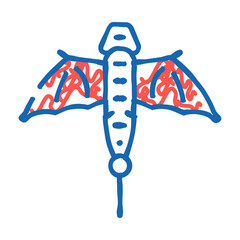 dragon shape kite doodle icon sketch vector. dragon shape kite sign. isolated symbol illustration