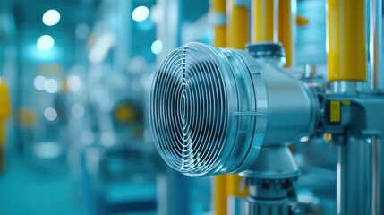 Fototapeta premium A powerful pump motor in operation at an industrial site, pump motor, mechanical engineering