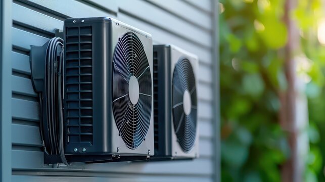 A close-up of anti-vibration mounts installed under a heat pump, highlighting their buffering capacity Generative AI
