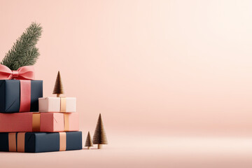 Elegant Holiday Gift Boxes with Festive Decor and Minimalist Design