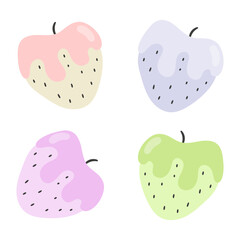 set of strawberries with cute pastel colors