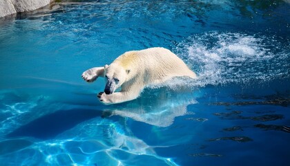 polar bear swimming in the pool
