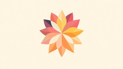 Fototapeta premium Abstract floral design with colorful geometric shapes.