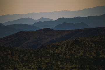 sunset in the desert mountains