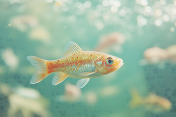 Goldfish Swimming in Clear Water  Close Up View   Aqua Background  Pet Fish  Aquarium  Aqu