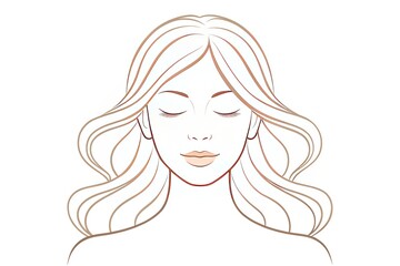 Elegant minimalist line drawing of a serene woman's face with closed eyes, subtle facial features, and gentle curves, exuding peacefulness and tranquility.