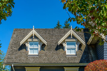 The top of the house with nice window in Vancouver, Canada.