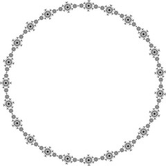 Snowflake circle frame. Winter snowflake round border.