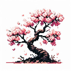 Illustration against light background with space for text, pixel art style 