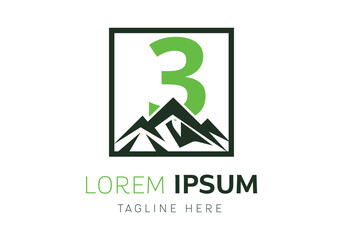 Letter 3 with Mountain logo design inspiration. Vector letter template design