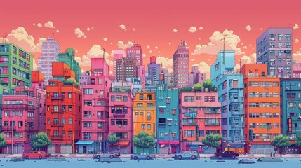 An artistic illustration of an urban city harmoniously blending with lush greenery, showcasing the beauty of a concrete jungle where nature and modern architecture thrive together