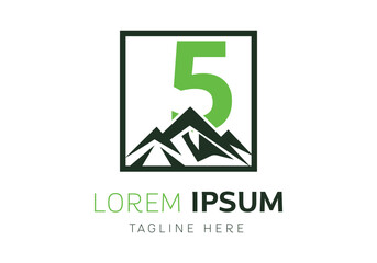 Letter 5 with Mountain logo design inspiration. Vector letter template design
