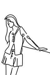 One continuous line drawing,  a girl 