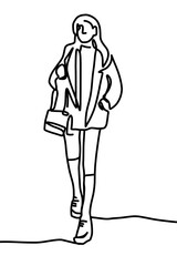 One continuous line drawing,  a girl 