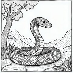 Obraz premium Detailed Snake Coloring Page