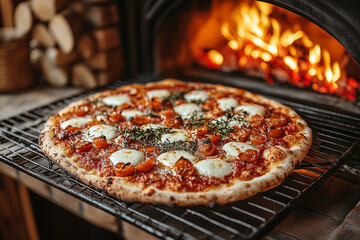 Delicious pizza prepared with the best ingredients to eat. The process of making pizza. AI Generative
