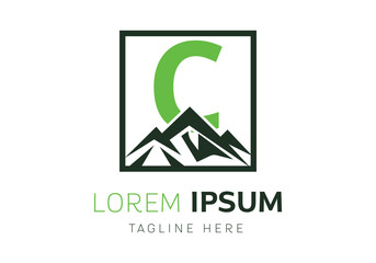 Letter C with Mountain logo design inspiration. Vector letter template design