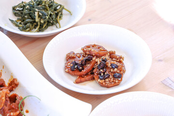 Korean side dish. Braised lotus root