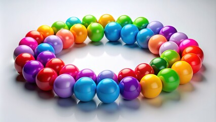 Vibrant colorful balls form a harmonious circle on a simple background, conveying unity, wholeness, and infinity, perfect for themes of cooperation and togetherness.