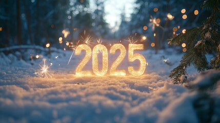 2025 letters New Year celebration banner
