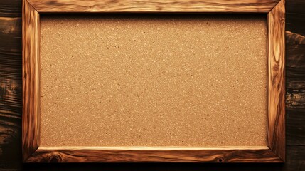 Fototapeta premium Wooden frame with a cork board inside. The board is empty and has no writing on it