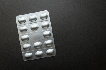 Medication pills blister packaging concept of pharmacy, medicine, healthcare, pharmaceutical industry