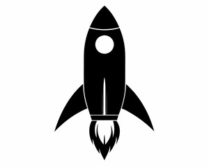 Space Rocket silhouette icon,Rocket Launch Icon Ideal for Space and Startup Themes,Space Rocket lunch