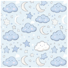 Soft Clouds and Stars Pattern