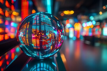 Futuristic digital globe with stock market data