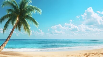 Fototapeta premium Tropical beach paradise with palm tree