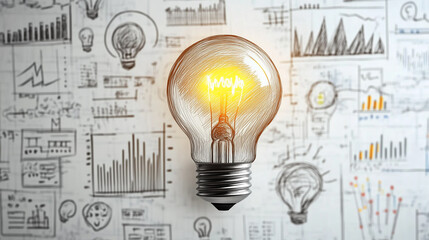Idea di business con lampadina e progetto