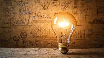 Idea di business con lampadina e progetto