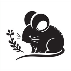 Cute Mouse silhouette on white background
