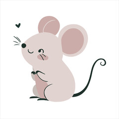 Cute Mouse silhouette on white background
