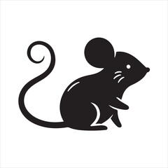 Cute Mouse silhouette on white background
