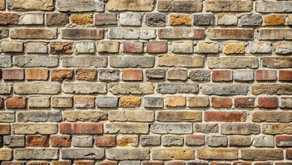 Fototapeta premium Weathered grey brick wall with rustic texture and subtle mortar lines, perfect for backgrounds, textures, or architectural design elements, evoking nostalgia and history.