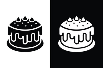 Cake vector design line out logo icon on white background.