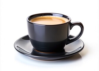 Black Coffee Cup With Blank White Label On White Background For Branding And Logo Design