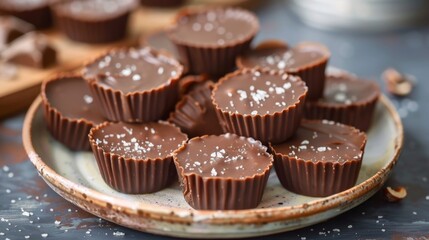 plate of keto peanut butter cups in National Keto Day, Homemade Chocolate Peanut Butter Cups,