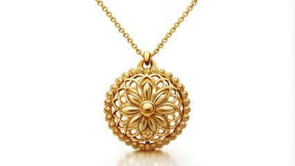 Elegant 18k gold necklace featuring a delicate, intricately designed pendant with subtle texture and modern flair, perfect for fashion or jewelry advertising.
