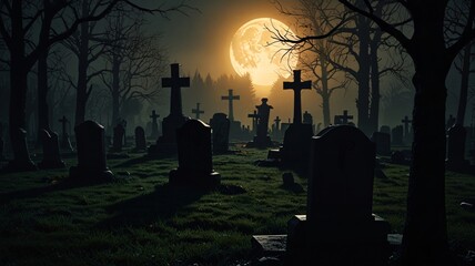 graveyard silhouette halloween