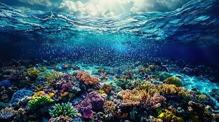 Fototapeta premium Aerial View of Underwater Coral Reef Design