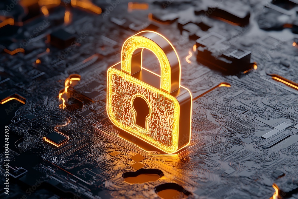 Aufkleber A glowing padlock icon on a digital interface, representing end-to-end encryption for secure, anonymous communication