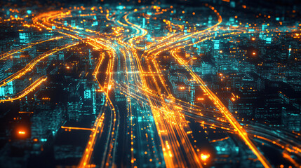 Fototapeta premium A digital map with real-time traffic and weather updates. A digital map with real-time traffic and weather updates. 