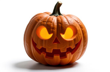 Bright Halloween pumpkin on white background