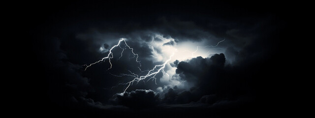 Realistic Thunderstorm on Black Background