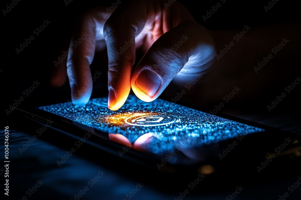 Poster A hand typing a message on a smartphone in a dark setting, with an encrypted messaging app open, symbolizing anonymous communication