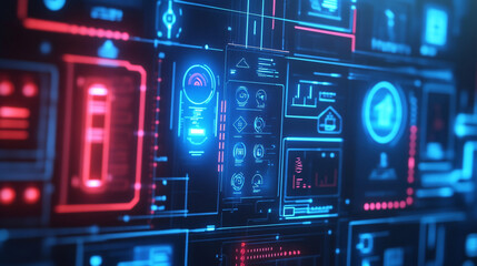 Obraz premium A digital interface for controlling home automation systems. A digital interface for controlling home automation systems. 